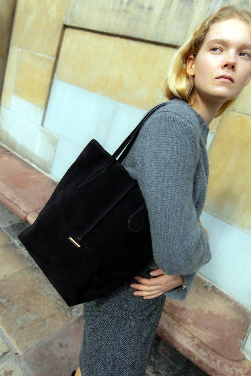 Little Liffner Tall Sprout Suede Donna Tote Nere | 4985-RVTON